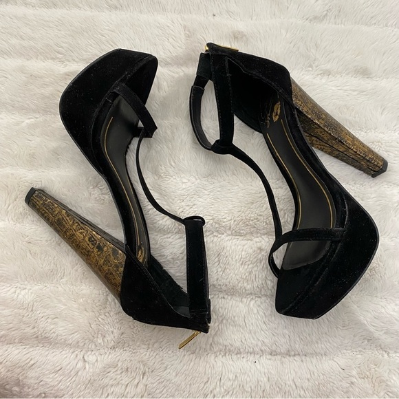 Colin Stuart x Victoria’s Secret Black Suede Leather Platform Heels New Size 6 - Picture 6 of 12